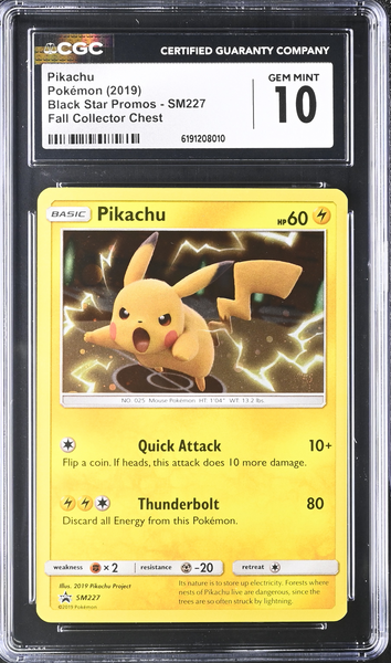 Pokemon - Pikachu Holo SM227 - Fall Collector Chest - CGC 10