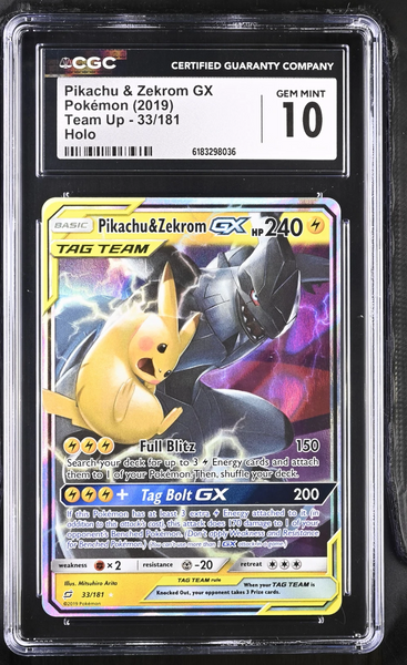 Pokemon - Pikachu & Zekrom GX Holo - Team Up - CGC 10