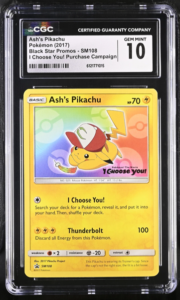 Pokemon - Ash’s Pikachu SM108 - CGC 10