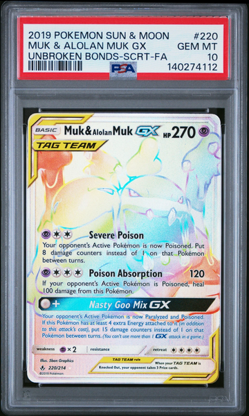 Pokemon - Muk & Alolan Muk GX 220/214 - PSA 10