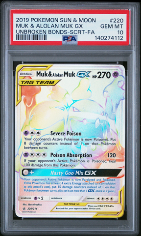 Pokemon - Muk & Alolan Muk GX 220/214 - PSA 10
